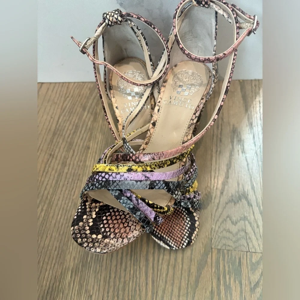 Vince Camuto Winvey Multi-Color Ankle Strap Block Heel size 6